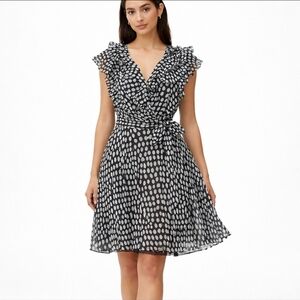 Club Monaco Ruffle Milkmaid Polka Dot Wrap Dress Size 2